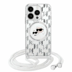 Muu telefoni lisavarustus Karl Lagerfeld  Karl Lagerfeld IML Crossbody Monogram Karl & Choupette Head MagSafe iPhone 16 Case - Clear