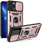 Tagakaaned Hurtel - Hybrid Armor Camshield case for iPhone 13 Pro armored case with camera cover pink