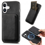 Tagakaaned Hurtel  Synthetic Leather iPhone 17 Case with Detachable MagSafe Compatible Card Holder - Black