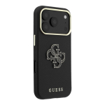 Tagakaaned Guess Apple iPhone 18 Pro SW Grained PU & Big Resin Logo Black