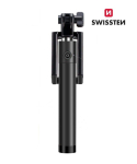 Selfie pulk swissten Swissten Wired Selfie Stick 81cm ar iebūvētu pogu statīvā Melns(Boj.iepak)