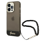 Tagakaaned Guess  Guess Translucent Pearl Strap Case for iPhone 14 Pro - Black