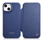 Tagakaaned iCarer  iCarer CE Premium Leather Folio Case iPhone 14 Plus Magnetic Flip Leather Folio Case MagSafe Blue (WMI14220715-BU)