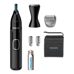 Raseerijad Philips Philips Nose and ear trimmer NT5650/16 100% waterproof, AA-battery included, , precision comb, 2 eyebrow combs 3mm/5mm, on/off button, black
