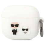 Tagakaaned Karl Lagerfeld  Karl Lagerfeld KLACA3SILKCW AirPods 3 cover white/white Silicone Karl & Choupette