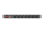 Serverid Lanberg  Power Distribution unit (PDU) 19" 1U 16A 2m 7X Schuko oulets, black |