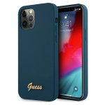 Tagakaaned Guess  Guess GUHCP12LLSLMGBL iPhone 12 Pro Max 6.7" blue/blue hardcase Metal Logo Script