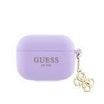 Korpus k&otilde;rvaklappidele Guess Apple Airpods Pro Case Silicone Classic Logo Gold With 4G Charm Purple