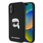 Tagakaaned Karl Lagerfeld  Karl Lagerfeld Silicone Karl Head Print MagSafe iPhone 16 Case - Black