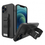 Tagakaaned Hurtel  Rope Case Silicone Lanyard Cover Purse Lanyard Strap For Samsung Galaxy S22 Ultra Black