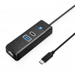 &Uuml;leminek Orico  Orico PW3UR25-C3 3-port USB Hub 1x USB-A 3.0 1x USB-C 3.0 1x RJ45 2.5G Ethernet 1.8 m - Black