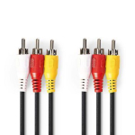Kaabel iLike  Kompozitvideo kabelis 3x RCA Male - 3x RCA Male 1 5 m melns