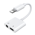 Muud kaubad Joyroom  Joyroom S-Y104 headphone adapter Lightning - Lightning / mini jack 3.5mm - white - OUTLET