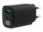 Kontroller Gembird  TA-UC-PDQC30LCD-BK-01 2-port 30W USB fast charger, LCD, black |