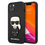 Tagakaaned Karl Lagerfeld  Karl Lagerfeld Saffiano Ikonik Karl's Patch Case for iPhone 13 mini - Black