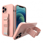 Tagakaaned Hurtel  Rope Case Silicone Lanyard Cover Purse Lanyard Strap For Samsung Galaxy S22 Ultra Pink