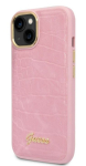Tagakaaned Guess - iPhone 14 Pro PU Croco with Metal Camera Outline Case Pink
