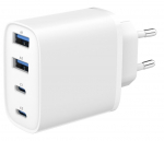 Laadijad ja juhtmed Gembird  CHARGER USB UNIVERSAL 4P 40W/TA-UC-2A2C-PD40-01-W