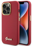 Tagakaaned Guess Apple iPhone 15 Pro Max 6.7 magenta hardcase Silicone Script Metal Logo Red
