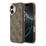 Tagakaaned Guess Apple iPhone 17 PU Leather 4G Gold Frame MagSafe Case Brown