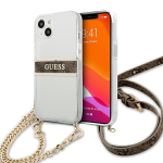Tagakaaned Guess  Guess GUHCP13SKC4GBGO iPhone 13 mini 5.4" Transparent hardcase 4G Brown Strap Gold Chain