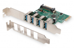 &Uuml;leminek Digitus USB 3.0, 4 Port, PCI Express Add-On card 4 Ports A/F External, VL805 chipset DS-30221-1