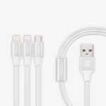Kaabel Recci Universal Delicate RCS-H120 3 in 1 Micro USB + 2 x Lightning Fast Charging 1,2 m White