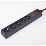Kaitsel&uuml;liti EnerGenie Surge Protector SPG5-C-10/ 3 m/ 5 Sockets/ Black