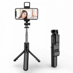 Selfie pulk Elight S3L 3in1 Led Light Selfie stick & Video WEB call Tripod stand till 68cm & Shutter Button Black