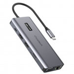 Kaabel Choetech  Choetech multifunctional HUB with display 12in1 USB-C to USB-C / USB-A / HDMI / VGA / AUX / SD / TF gray (HUB-M26)