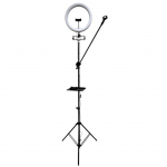 R&otilde;ngahoidja iLike S12 LED Selfie 31cm Ring Light Lamp + Tripod Stand 2.1m + Shelf & 3x phone / Mic Holder Black