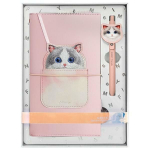 V&auml;line aku Nimmy  NIMMY set 2in1 notebook + pen BIG EYED PET 2.0 Cat pink