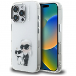 Muud kaubad Karl Lagerfeld  Karl Lagerfeld IML Aquarelle Karl & Choupette & Logo iPhone 16 Pro Case - White