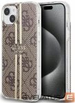 Tagakaaned Guess - iPhone 15 brown hardcase IML 4G Gold Stripe Brown