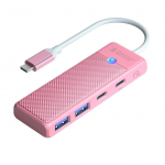 &Uuml;leminek Orico Orico PAPW2AC-C3-C3 USB Hub 4-port 2x USB-A 3.0 1x USB-C 3.0 with USB-C PD 100W charging 0.15m - pink