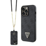 Tagakaaned Guess  Guess GUHCP13LP4TDSCPK Case for iPhone 13 Pro / 13 - Black Crossbody 4G Metal Logo