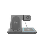 Kontroller Gembird  TA-WPC31A-01-BK 3-in-1 foldable wireless charger stand, 15 W, Apple watch, black |