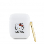 Korpus k&otilde;rvaklappidele Hello Kitty Apple Airpods 1/2 cover Silicone 3D Kitty Head White