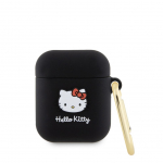Korpus k&otilde;rvaklappidele Hello Kitty Apple Airpods 1/2 cover czarny Silicone 3D Kitty Head Black