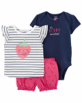 CARTER'S l&uuml;hikeste varrukatega bodi + l&uuml;hikeste varrukatega t-s&auml;rk + l&uuml;hikesed p&uuml;ksid, 1N041210