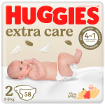 HUGGIES Extra Care M&auml;hkmed, 2 suurus, 3-6kg, 58 tk, 2591031