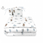 MIMINU 3-osaline voodipesukomplekt Bears blue, 180x30, 100x135, 60x40 cm