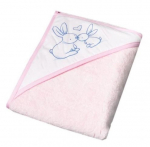 TEGA kapuutsiga r&auml;tik BUNNY, 100x100 cm., Powder pink, KR-008