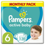 PAMPERS m&auml;hkmed ACTIVE BABY, Suurus 6, 128 tk., 13-18 kg.