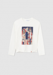 MAYORAL pikkade varrukatega t-s&auml;rk 8E, natural/navy blue, 7047-76