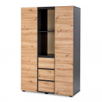 LITTLE SKY by KLUPŚ kolme uksega kapp DALIA, Anthracite/Oak