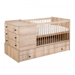 KLUPŚ lastevoodi koos kummutiga COMPACT 3in1, 120x60 cm., Beech