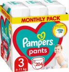 PAMPERS p&uuml;ksm&auml;hkmed Pants Monthly, 3 suurus, 6-11kg, 204 tk., 81772856