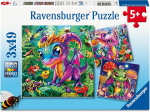 RAVENSBURGER PUZZLE pusle V&auml;ikesed aia draakonid, 3x49 tk, 12004301 0