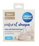 CANPOL BABIES pudelilutid kiire NATURAL SHAPE Anti-colic, v&auml;ga aeglase vooluga, 0m+, 2 tk., 21/750